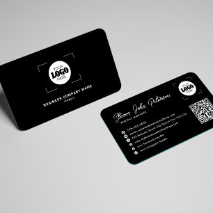 Carte De Visite Ajoutez votre logo code QR professionnel noir