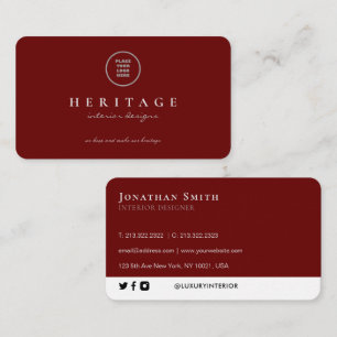 Carte De Visite Ajoutez Votre Logo Élégant Luxe Plaine Rouge foncé