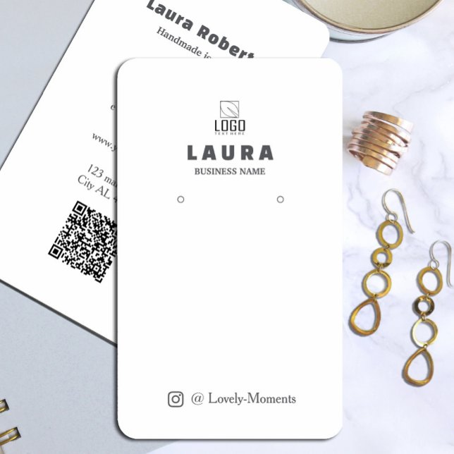 Carte De Visite Ajoutez votre logo et l'écran d'oreille QR Code (Add your logo and QR Code earring display #studearringdisplayholder #earringholder #jewellery)