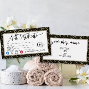 Carte De Visite AJOUTEZ VOTRE LOGO Marketing de certificat-cadeau 