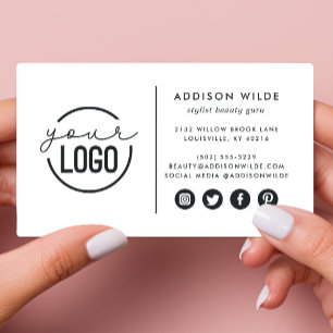 Carte De Visite Ajoutez Votre Logo Moderne Minimaliste Simple Blan