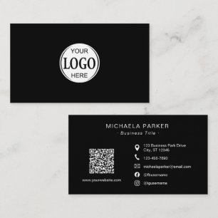 Carte De Visite Ajoutez Votre Logo Professionnel Minimaliste Noir