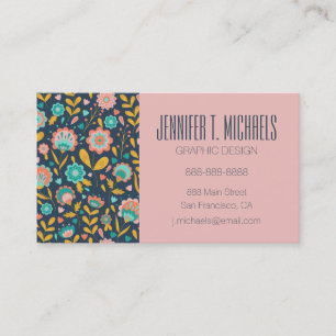 Carte De Visite Ajoutez votre motif de fleur nommé d'art populair