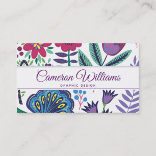 Carte De Visite Ajoutez votre motif floral d'art populaire  