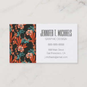 Carte De Visite Ajoutez votre motif floral de   d'abrégé sur nom