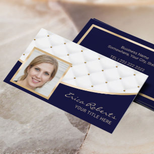 Carte De Visite Ajoutez Votre Photo Luxury Quilly Modern Navy & Go
