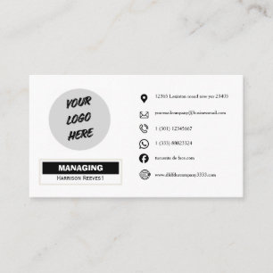 Carte De Visite Ajoutez votre propre logo d'entreprise, icônes per