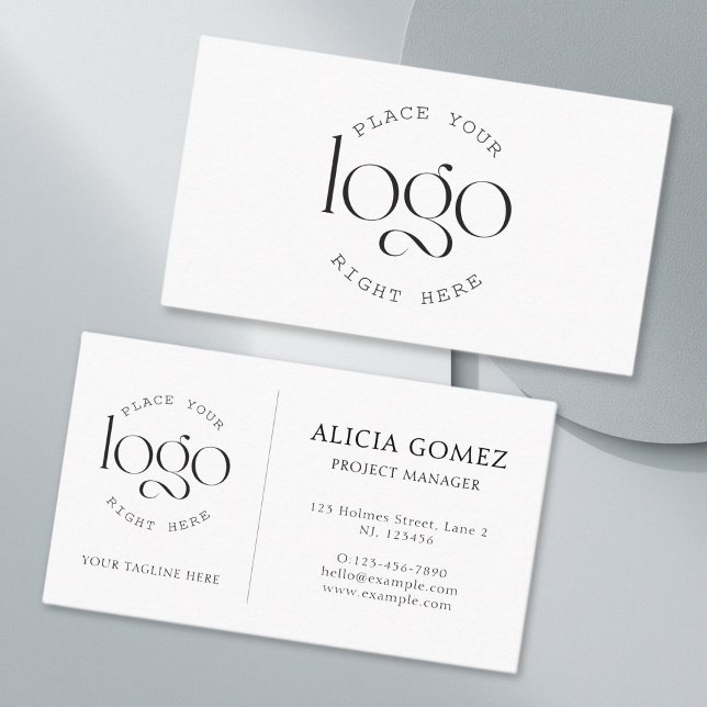 Carte De Visite Ajoutez votre propre logo générique White Professi (basic logo business card)