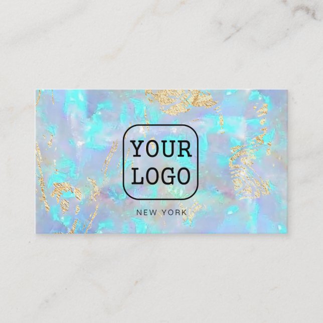 Carte De Visite ajoutez votre propre logo sur FAUX iridescal opal (Devant)