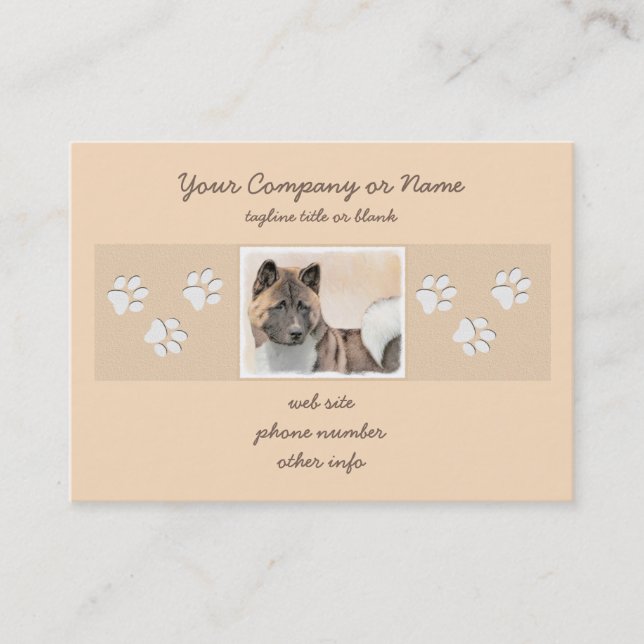 Carte De Visite Akita Peinture - Cute Original Chien Art (Devant)