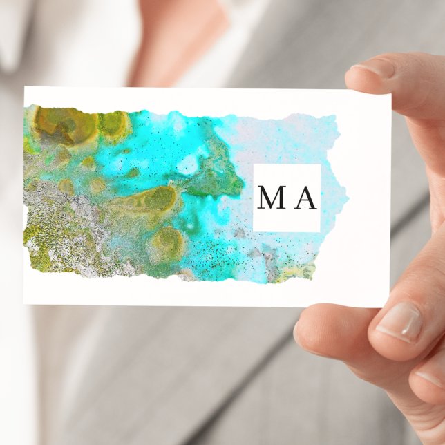 Carte De Visite Alcohol Ink Glitter Graphic Artist Monogram  (Créateur téléchargé)