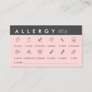 Carte De Visite Alerte d'allergie alimentaire rose noire