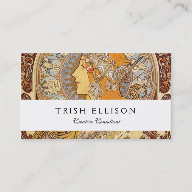 Carte De Visite Alfonse Mucha Zodiac Art nouveau femme (Devant)
