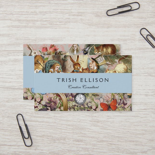 Carte De Visite Alice au pays des merveilles Tea Party Art (Devant/Arrière en situation)