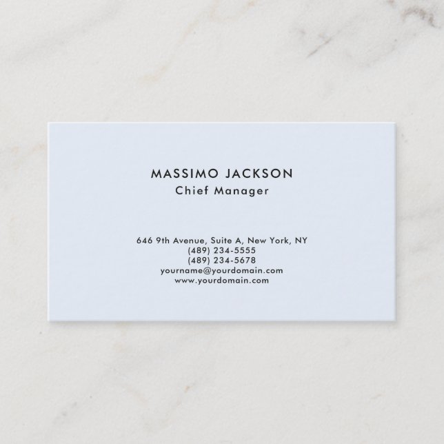 Carte De Visite Alice Blue Style Simple Classe Professionnelle (Devant)