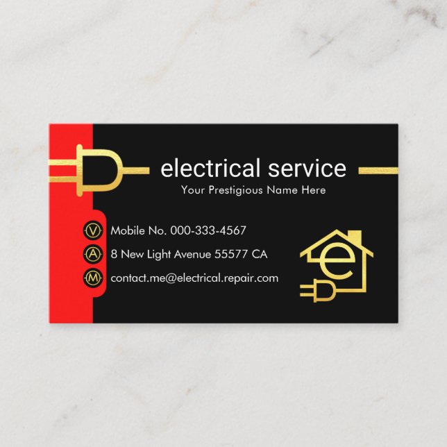 Carte De Visite Alimentation de prise électrique en or (Devant)