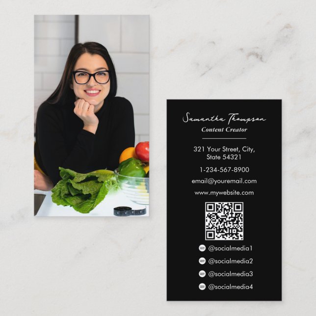 Carte De Visite Alimentation Influenceur Blogger Contenu Créateur  (Devant / Derrière)