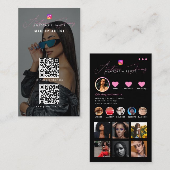 Carte De Visite Alimentation photo Influencer Grille Médias sociau (Devant / Derrière)