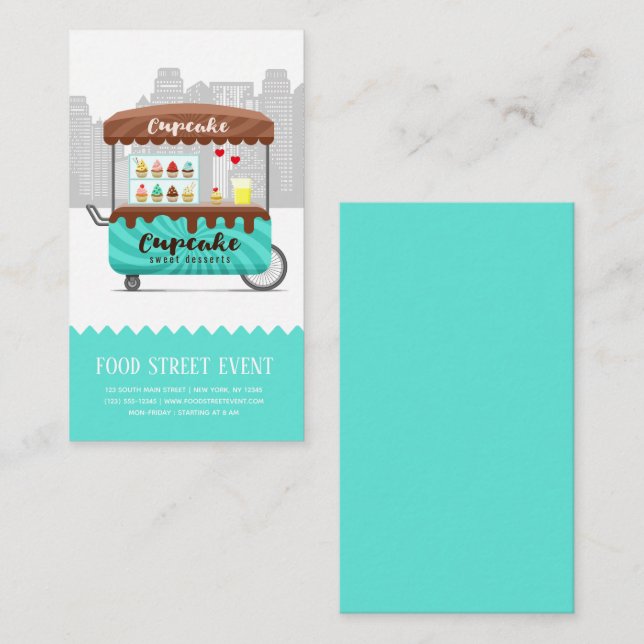 Carte De Visite Alimentation rue cupcake desserts sucrés (Devant / Derrière)