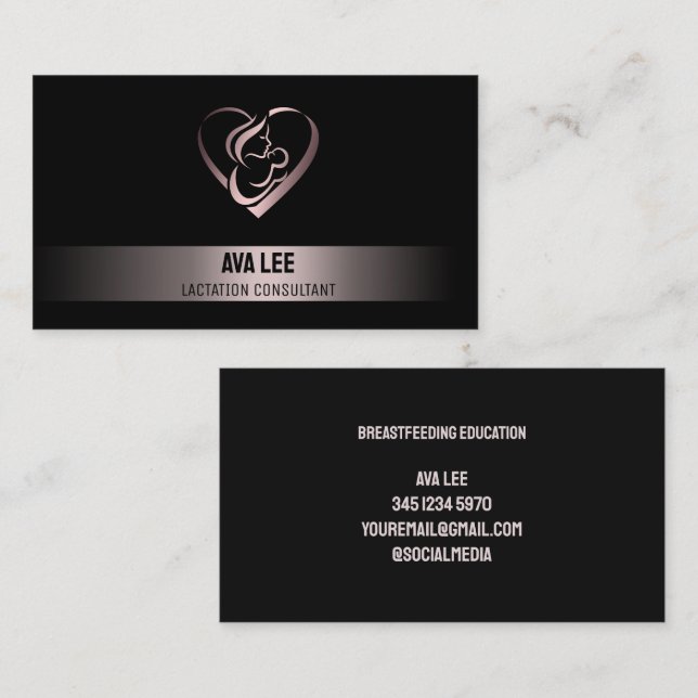 Carte De Visite Allaitement Bronze Noir (Devant / Derrière)