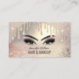 Carte De Visite Allant rose de l'or glittery cheveux & maquillage