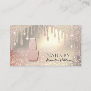 Carte De Visite Allant rose or glittery ongle salon affaires ca