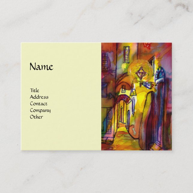 CARTE DE VISITE ALLÉE MÉDIÉVALE EN NUIT À FLORENCE (Devant)