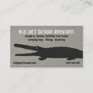 Carte De Visite Alligator   Crocodile sur style bois