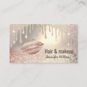 Carte De Visite Alluring luxe rose or glittery gouttes lèvres
