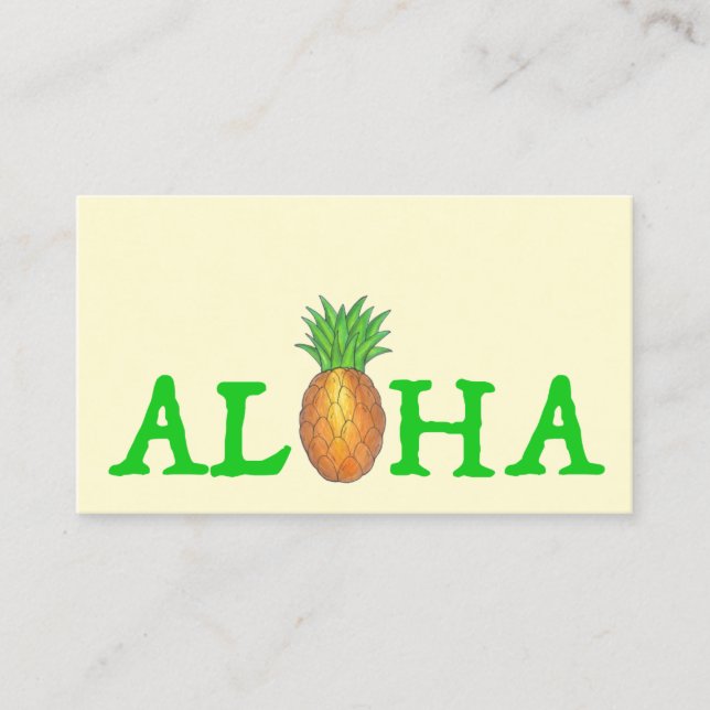 Carte De Visite ALOHA Tropical Hawaiian Island Pineappy Travel (Devant)