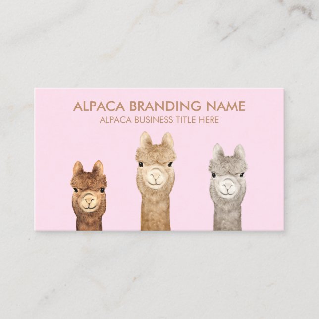 Carte De Visite Alpaga Animal Brun Rose (Devant)