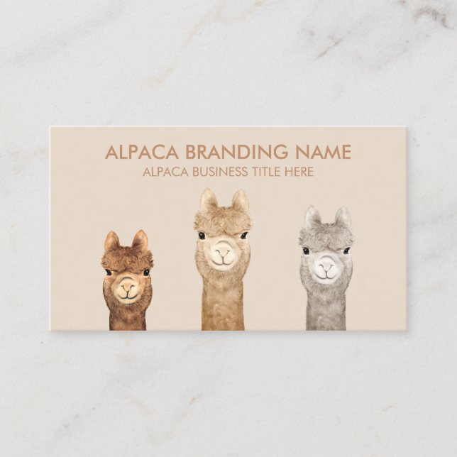 Carte De Visite Alpaga brun beige Animal (Devant)