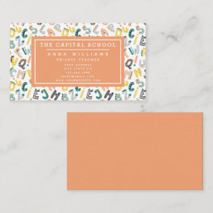 Carte De Visite Alphabet Dino Cute - Enseignant   Tuteur privé