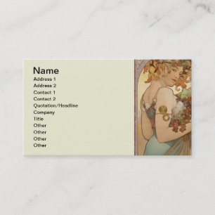 Carte De Visite Alphonse Mucha Fruit Art Nouveau Vintage Jeune Fil
