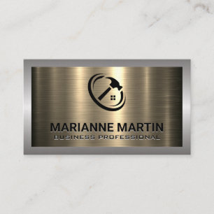 Carte De Visite Aluminium métal or brossé   Logo du marteau