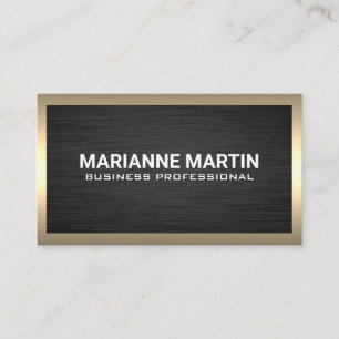 Carte De Visite Aluminium métallique foncé Bordure d'or