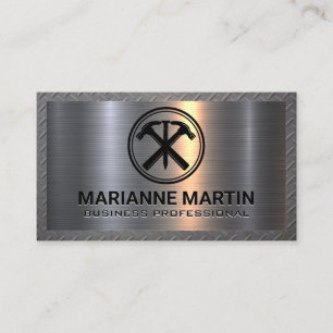 Carte De Visite Aluminium métallique   Logo du clou du marteau   M