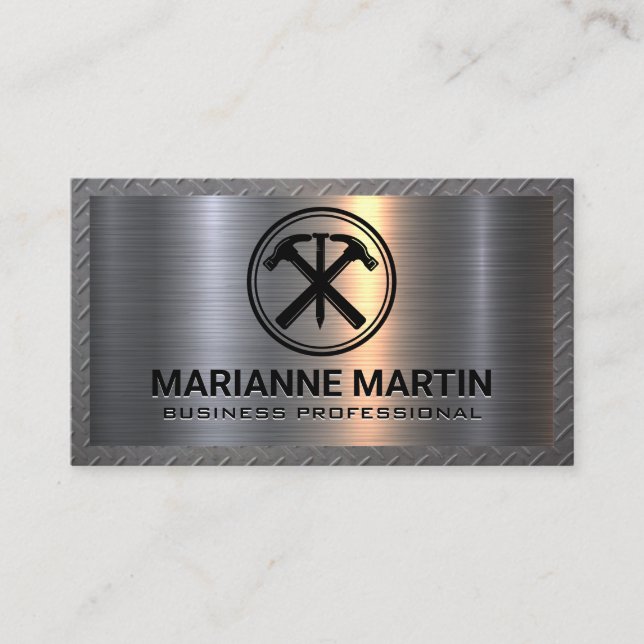 Carte De Visite Aluminium métallique | Logo du clou du marteau | M (Devant)