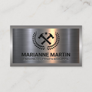 Carte De Visite Aluminium métallique Logo du marteau croisé