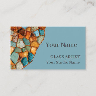 Carte De Visite Amber Turquoise Stained Glass Business Card