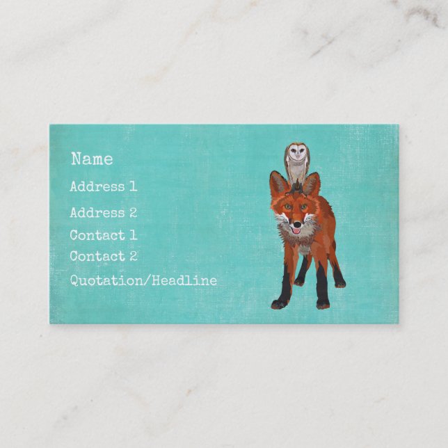 Carte de visite ambre de Fox et de hibou (Devant)
