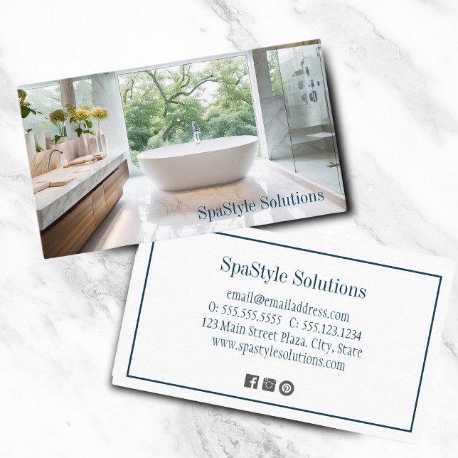 Carte De Visite Améliorations de salle de bain moderne élégante à  (Precision-crafted, sleek modern bathroom card: Ideal for discerning home improvements.)