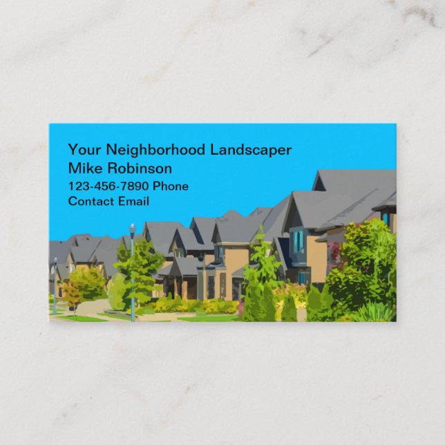 Carte De Visite Aménagement de pelouse de quartier simple (Devant)