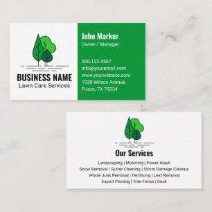 Carte De Visite Aménagement paysager d'arbres minimaliste vert Ent