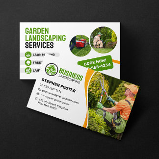 Carte De Visite Aménagement paysager de jardin orange et vert Tont