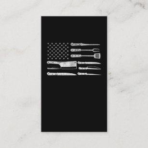 Carte De Visite American Flag Butcher Cuisine Vintage USA Chef