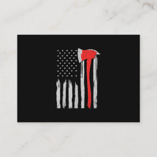 Carte De Visite American Flag Firefighter Red Firefighter