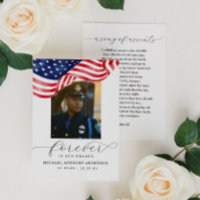American Flag Forever in Our Hearts Funeral Card