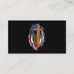 Carte De Visite American Flag Jesus Cross Religious