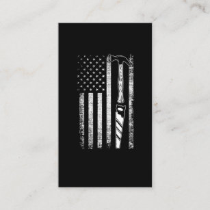 Carte De Visite American Flag Woodworker USA Carpenter